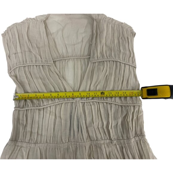 Massimo Dutti Womens Maxi Dress M Medium Beige Loose Cut Pleated 6623/623 NWT - Picture 9 of 11